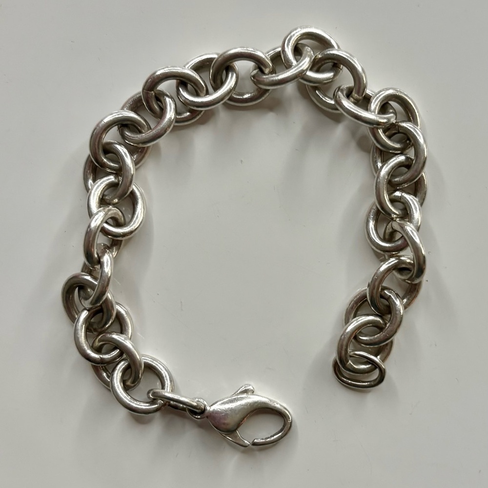 Tiffany & Co. Sterling Silver Rolo Link Bracelet without the heart size 7.5 in